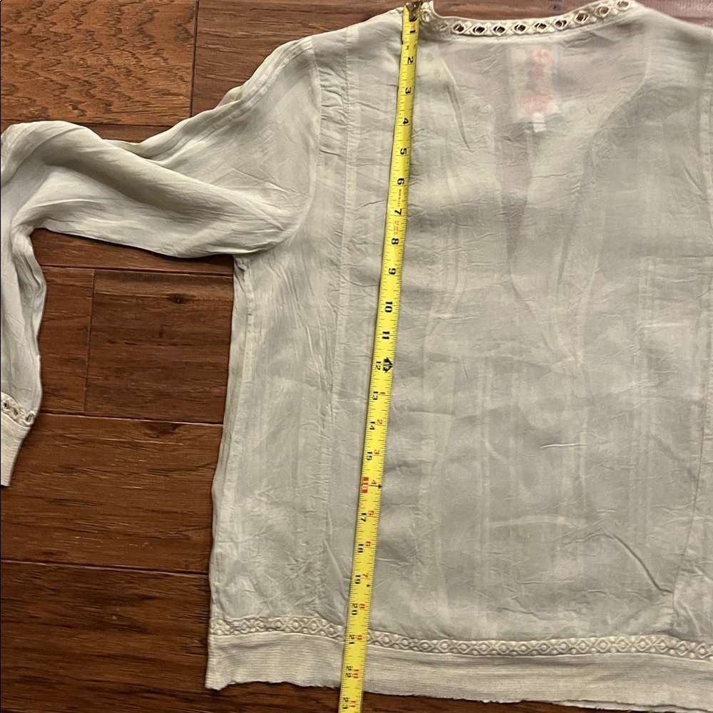 Johnny Was Pintuck Mesh Peasant Blouse with Floral Embroidery Size XS - Picture 11 of 12